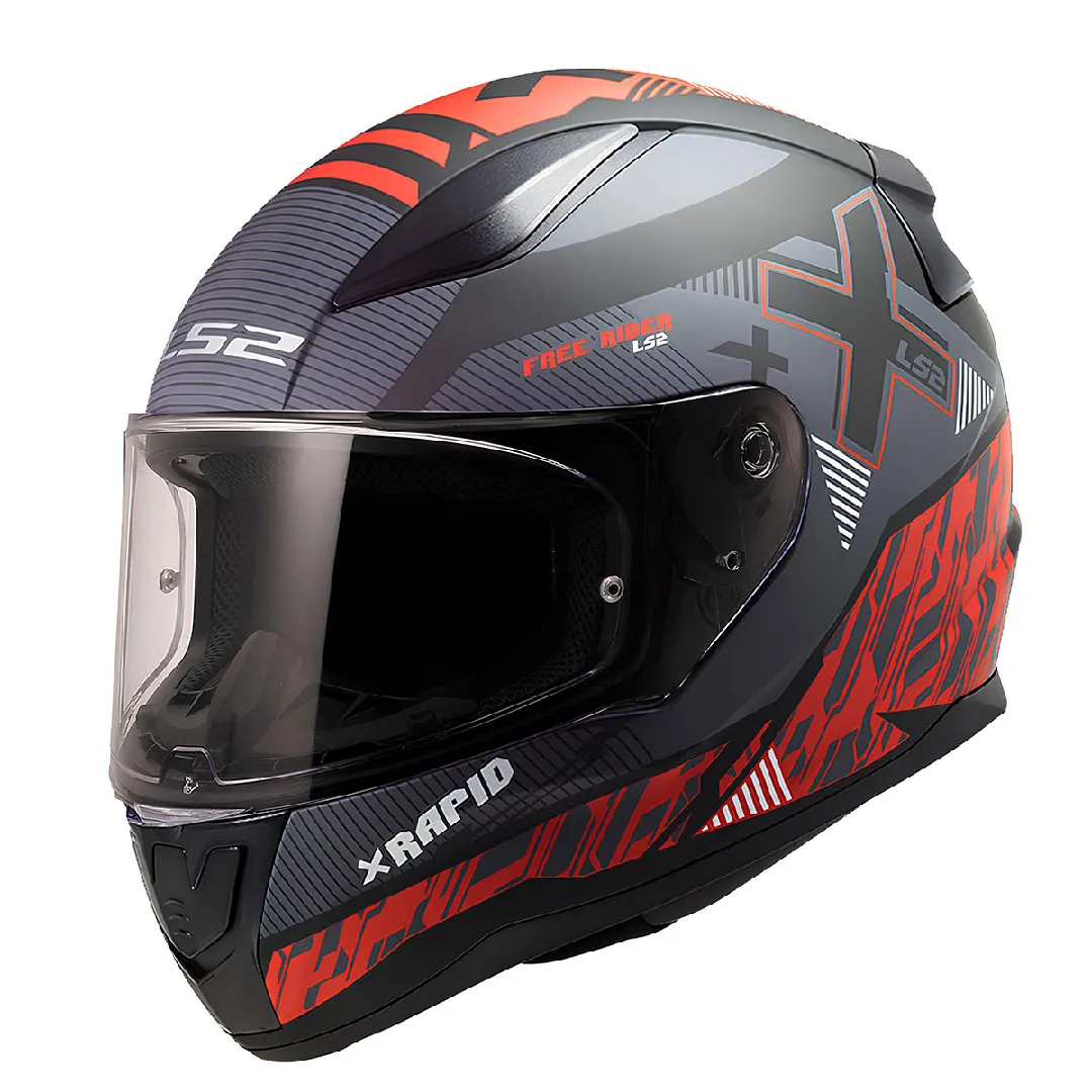 LS2 RAPID XTREET MAT SİYAH-KIRMIZI KASK