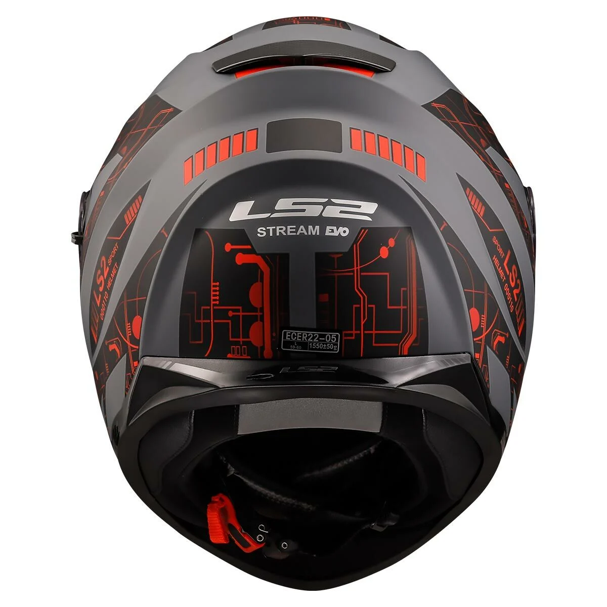 LS2 STREAM EVO TECT KASK MAT GRİ SİYAH KIRMIZI