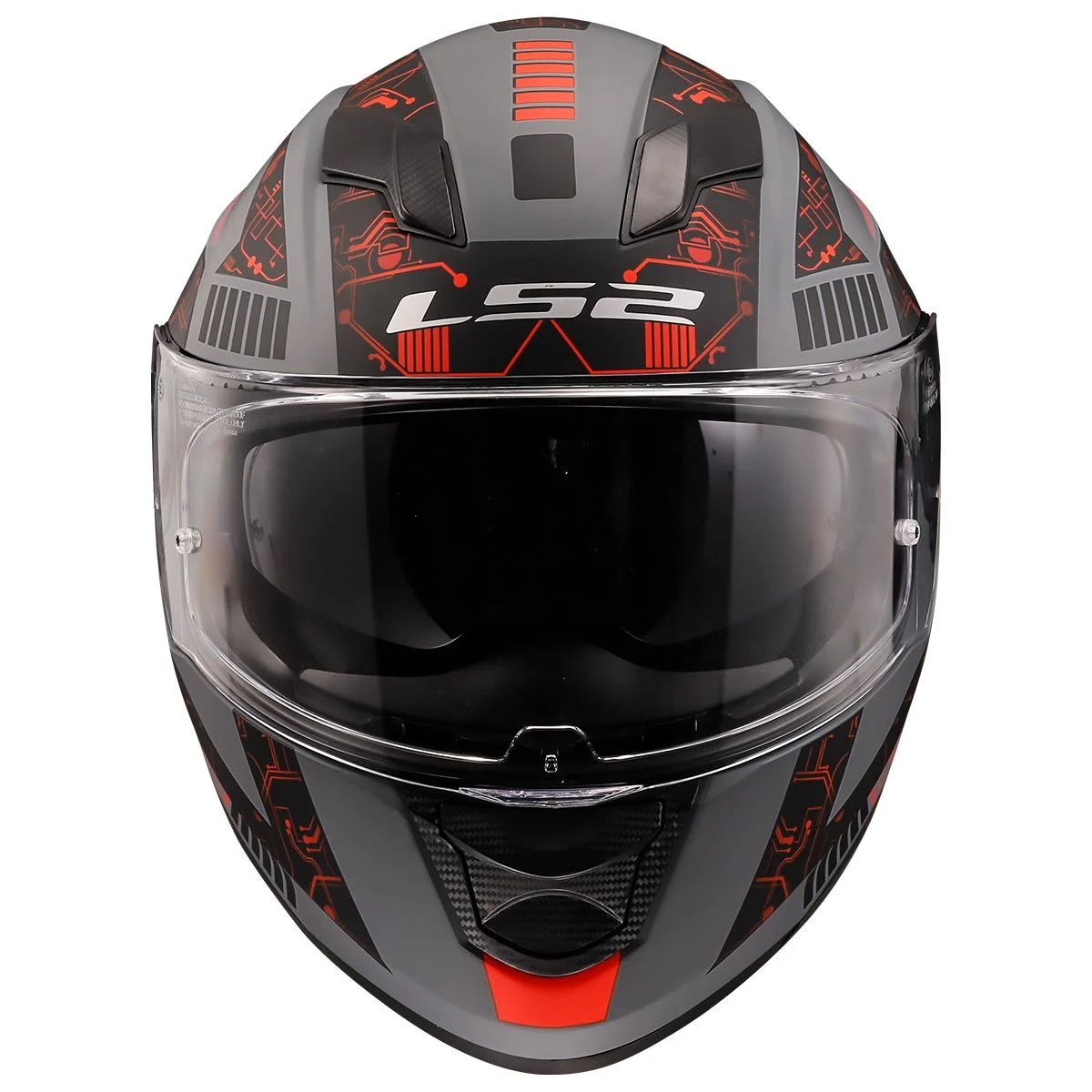 LS2 STREAM EVO TECT KASK MAT GRİ SİYAH KIRMIZI