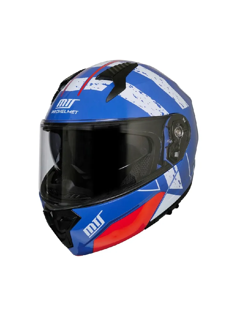 MTS M-966 V2 SY76 MAVİ BEYAZ ÇENE AÇILIR KASK