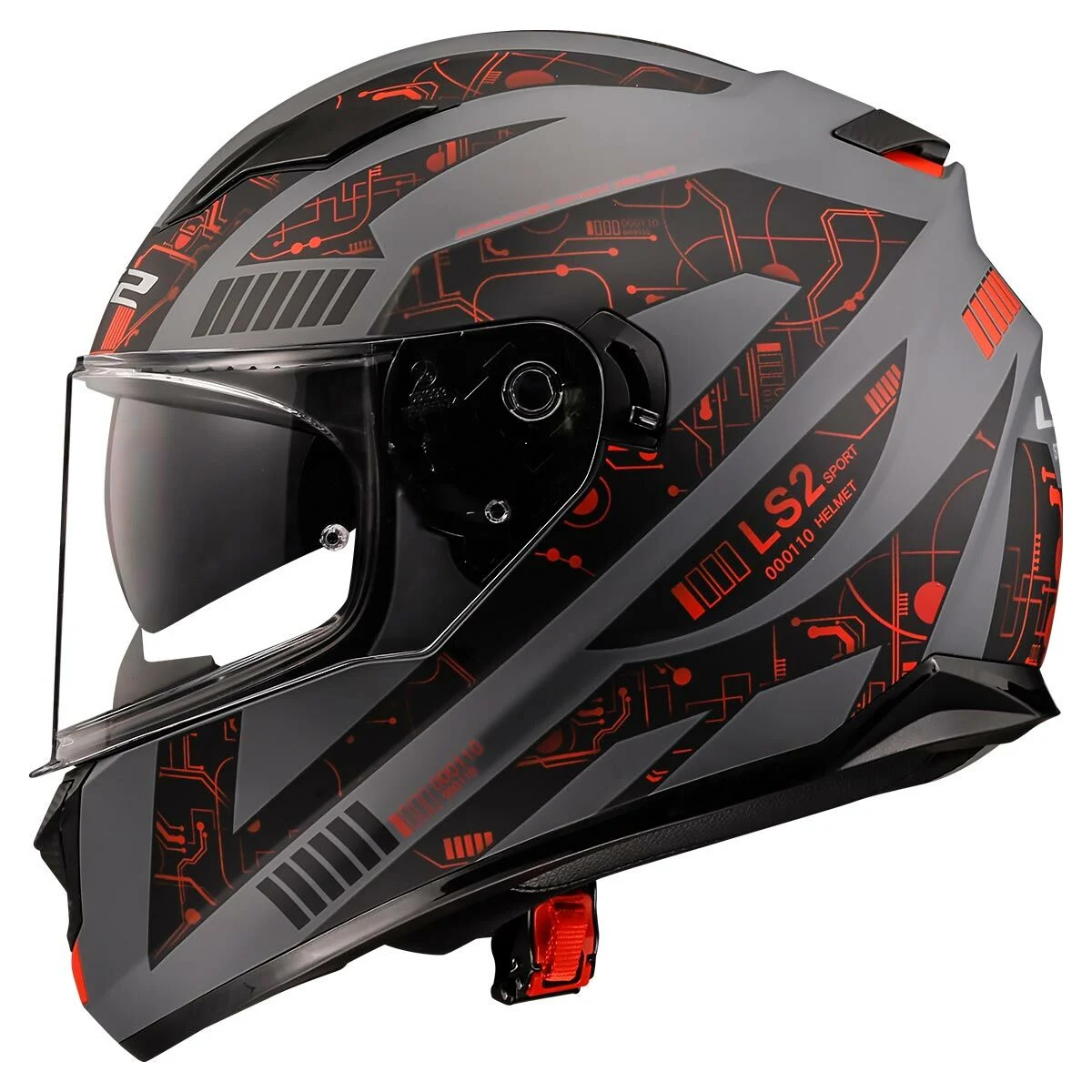 LS2 STREAM EVO TECT KASK MAT GRİ SİYAH KIRMIZI