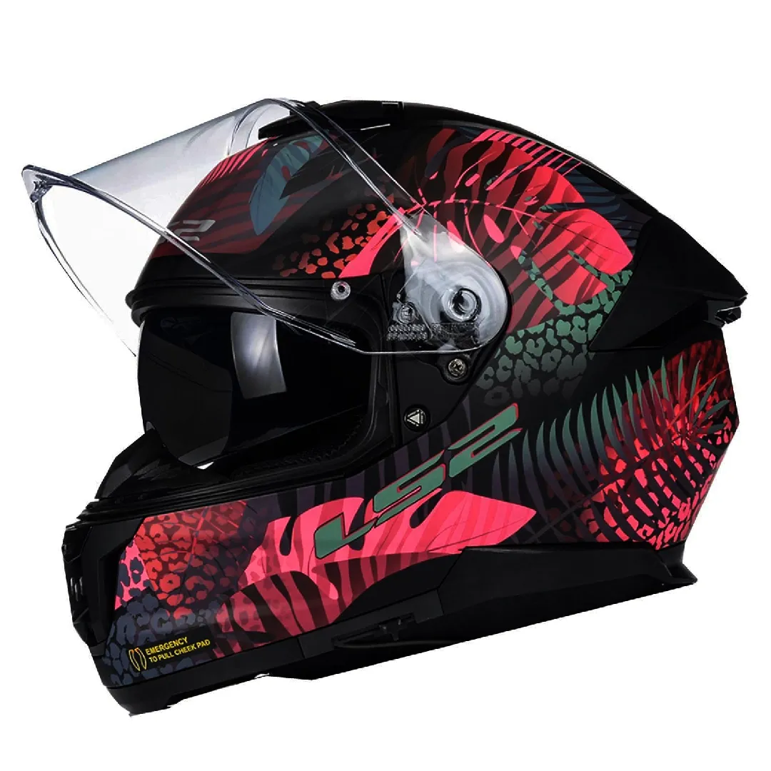 LS2 STREAM 2 JUNGLE MAT SİYAH-MAVİ-PEMBE KASK