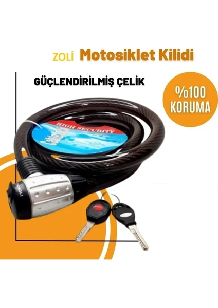 ZOLİ MOTOSİKLET KİLİDİ GÜÇLENDİRİLMİŞ HALAT ZİNCİR KİLİTLER 25X200