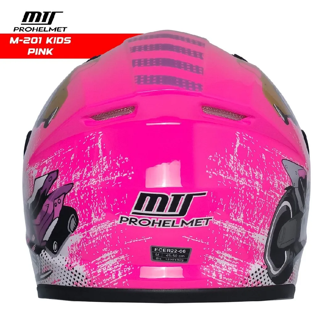 MTS M201 KAPALI MODEL ÇOCUK KASKI PEMBE (SİYAH CAMLI)