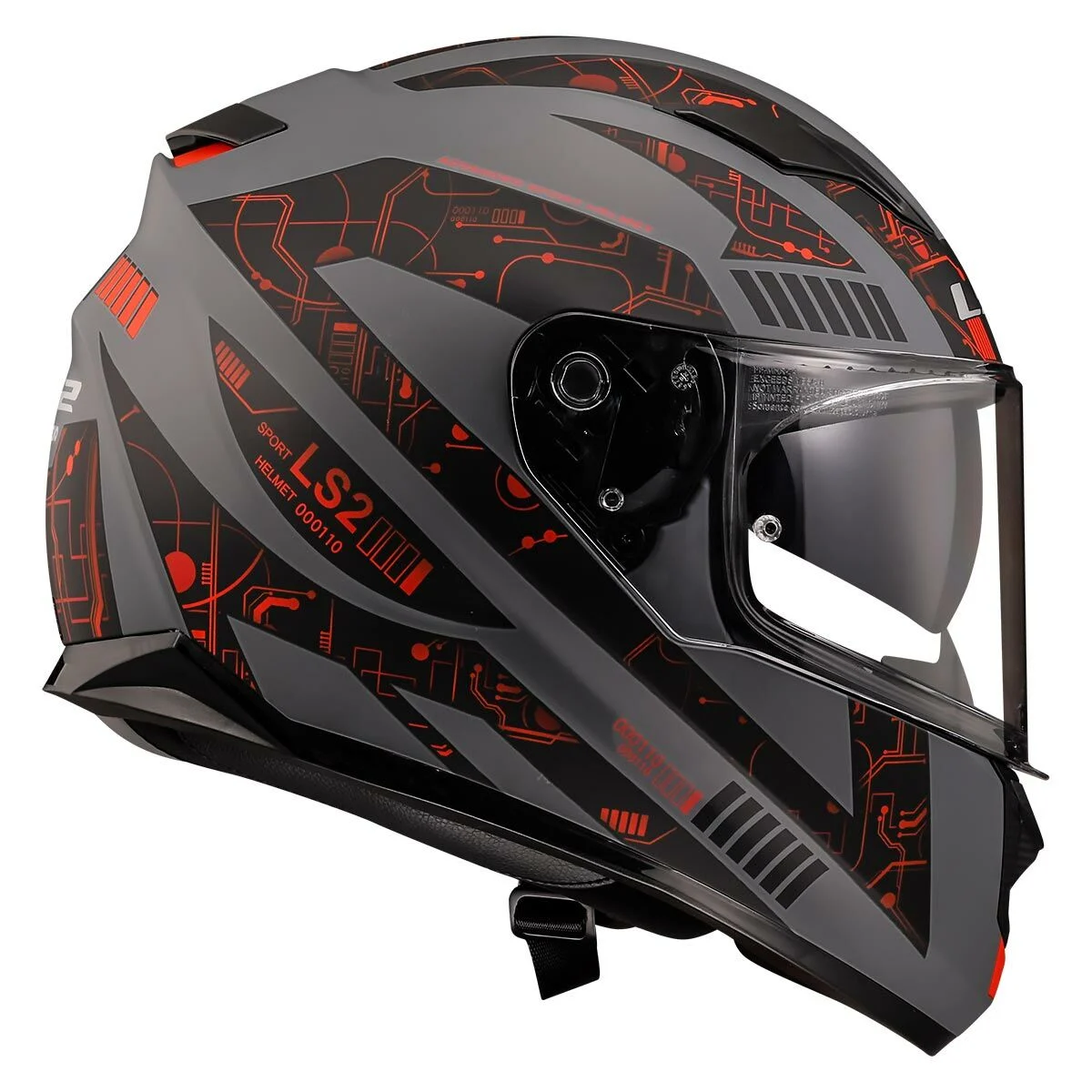 LS2 STREAM EVO TECT KASK MAT GRİ SİYAH KIRMIZI