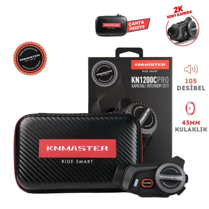 KNMASTER KN1200C KAMERALI MOTOSİKLET KASK BLUETOOTH KULAKLIK İNTERCOM SETİ