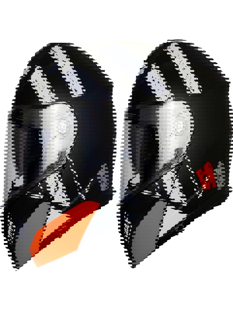 MTS M-966 V2 FC5 SİYAH TURUNCU ÇİZGİLİ ÇENE AÇILIR KASK