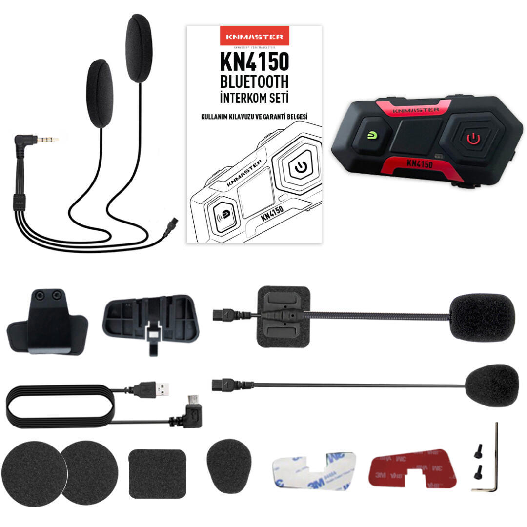 Knmaster KN4150 Motosiklet Kask İnterkom Bluetooth Intercom Kulaklık Seti