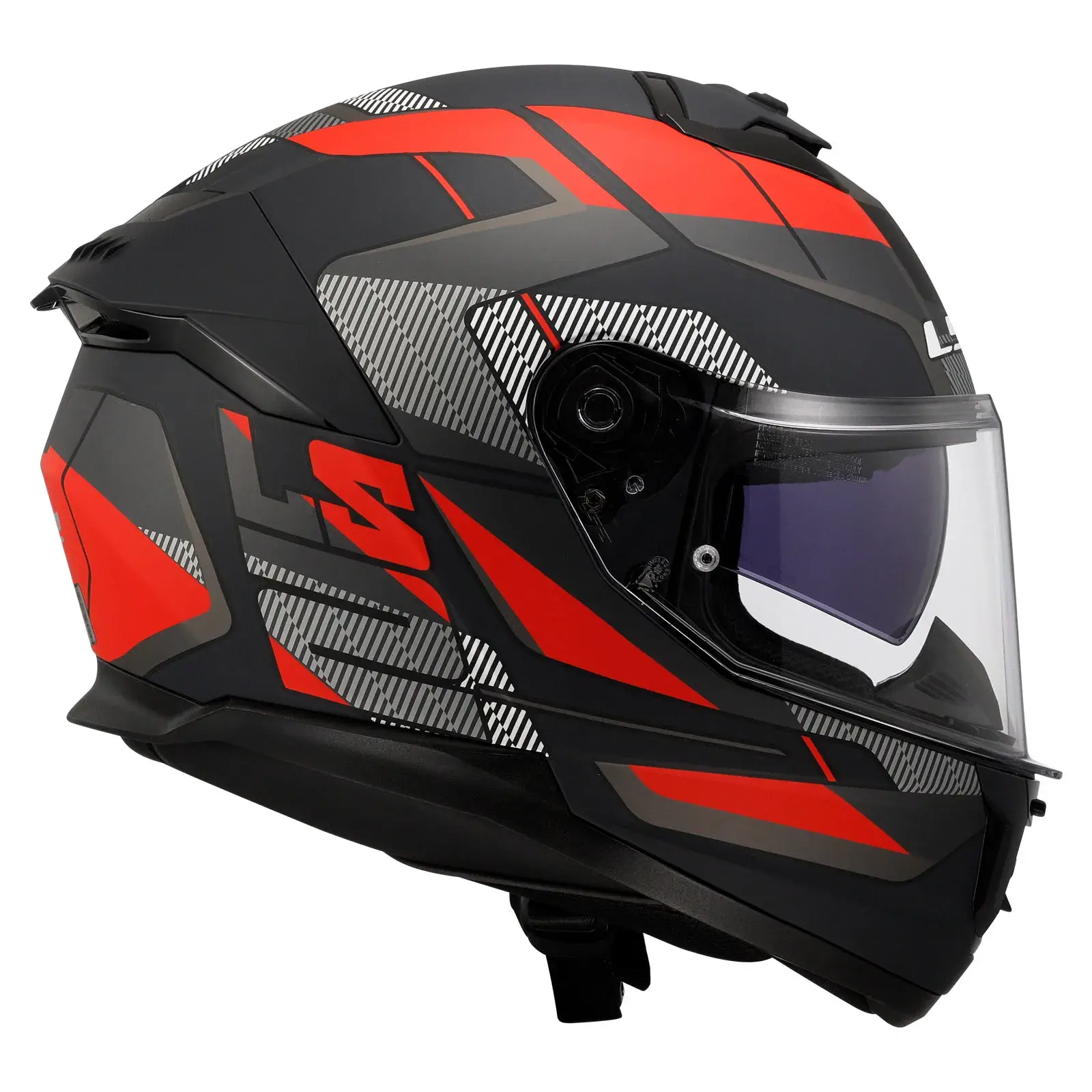 LS2 STREAM 2 ROAD MAT SİYAH-TITANIUM-KIRMIZI KASK