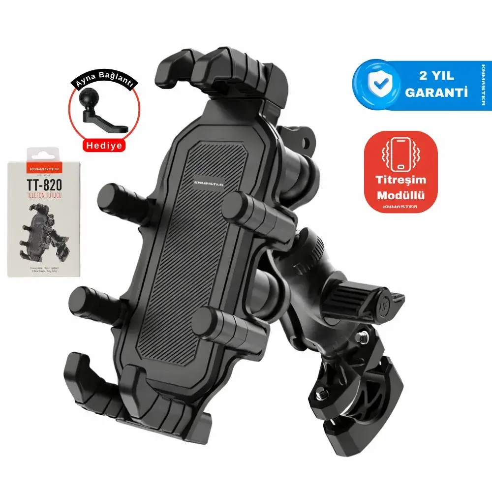 KNMASTER TT-820 TİTREŞİM ÖNLEYİCİLİ MOTOSİKLET TELEFON TUTUCU